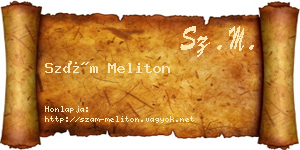 Szám Meliton névjegykártya